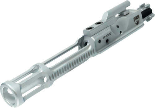 Silver rifle bolt carrier assembly with muzzle device