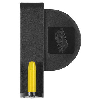 Black handheld tool with yellow pen insert