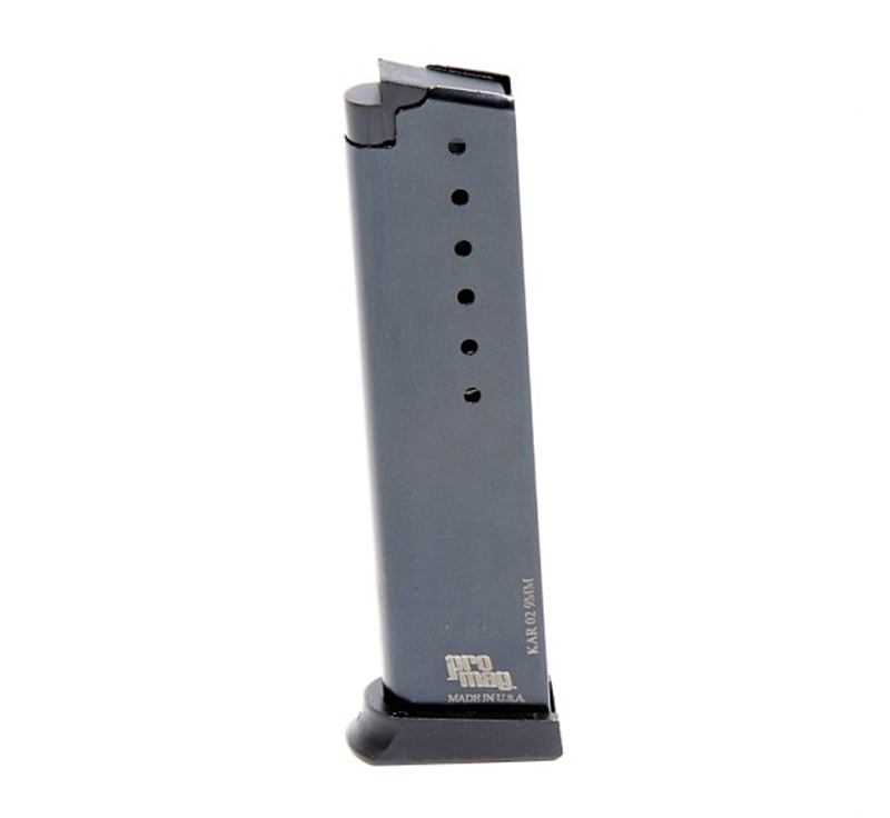 Black handgun magazine isolated on white background