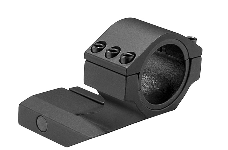 Black rifle scope ring mount with screws