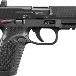 Black semi-automatic pistol on white background