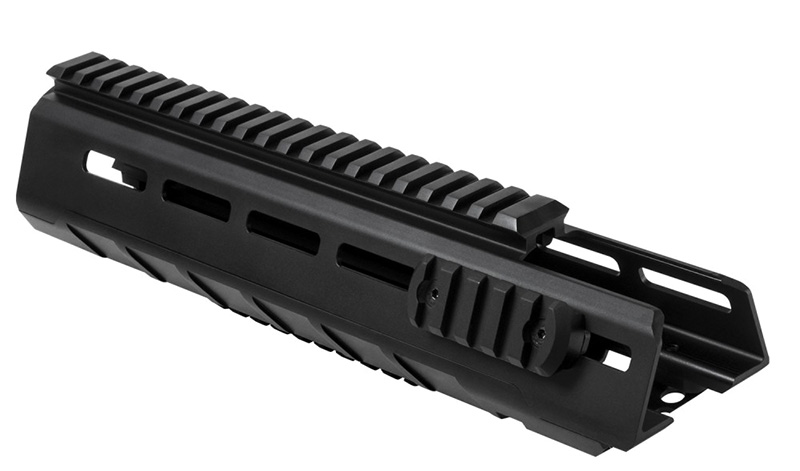 Black rifle handguard with Picatinny rails