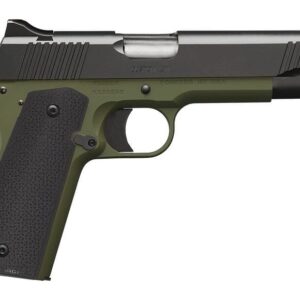 Green and black 1911-style semi-automatic pistol