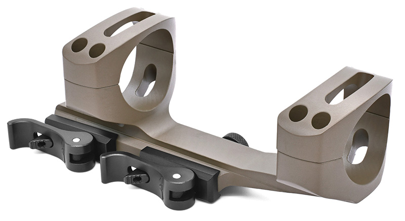 Tan dual-ring rifle scope mount