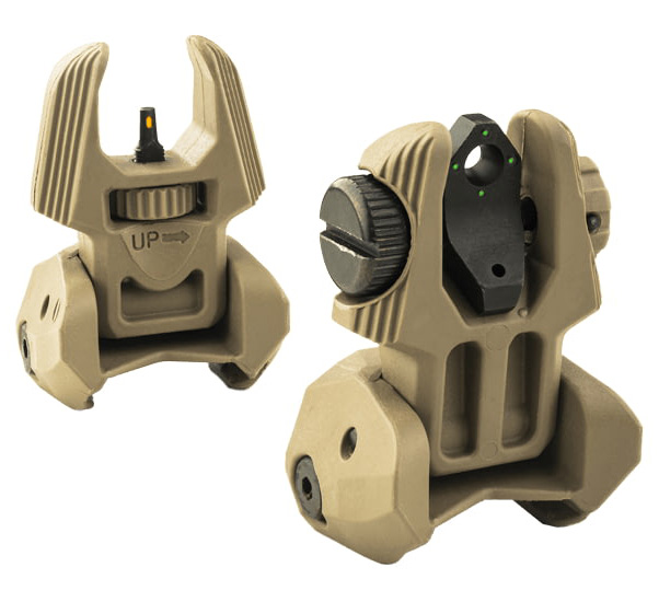 Tan flip-up rifle iron sights set