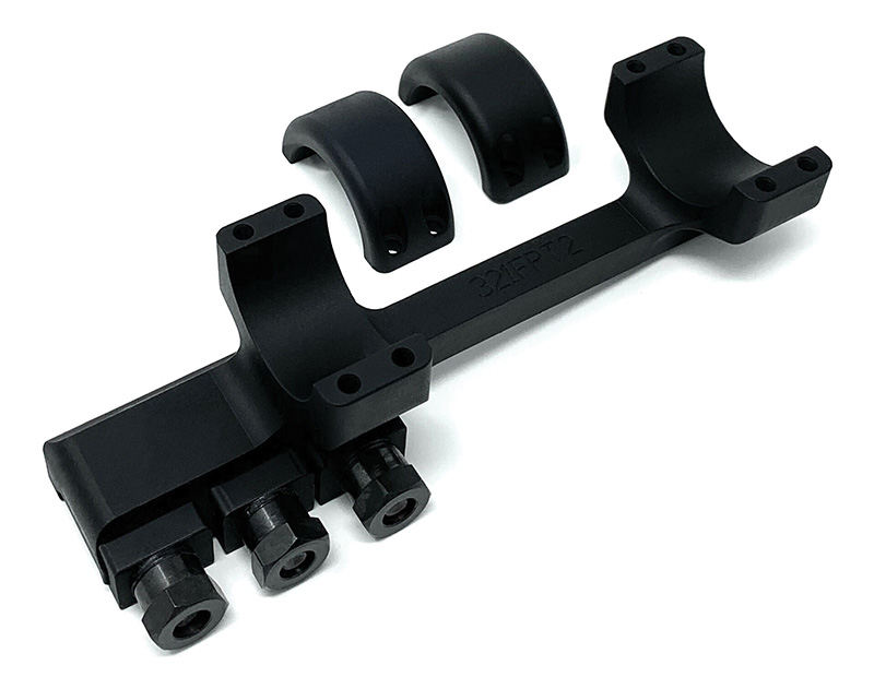 Black metal mounting bracket with clamps and bolts