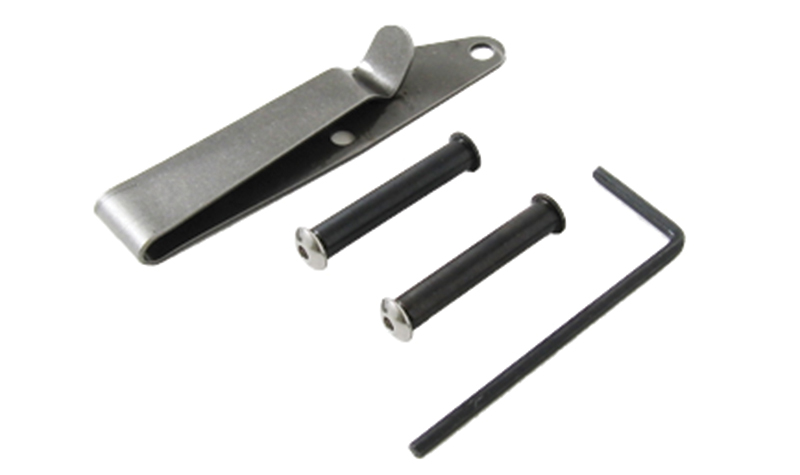 Metal clip with pins and hex key