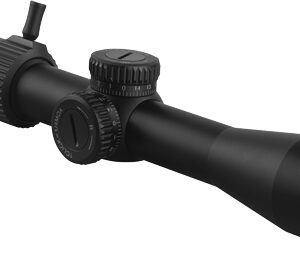 Black rifle scope with adjustment turrets