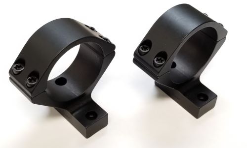Two black metal scope mounting rings
