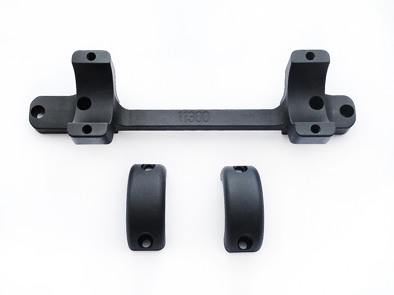Black metal mounting bracket with two clamps