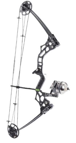 Compound bow with attached fishing reel