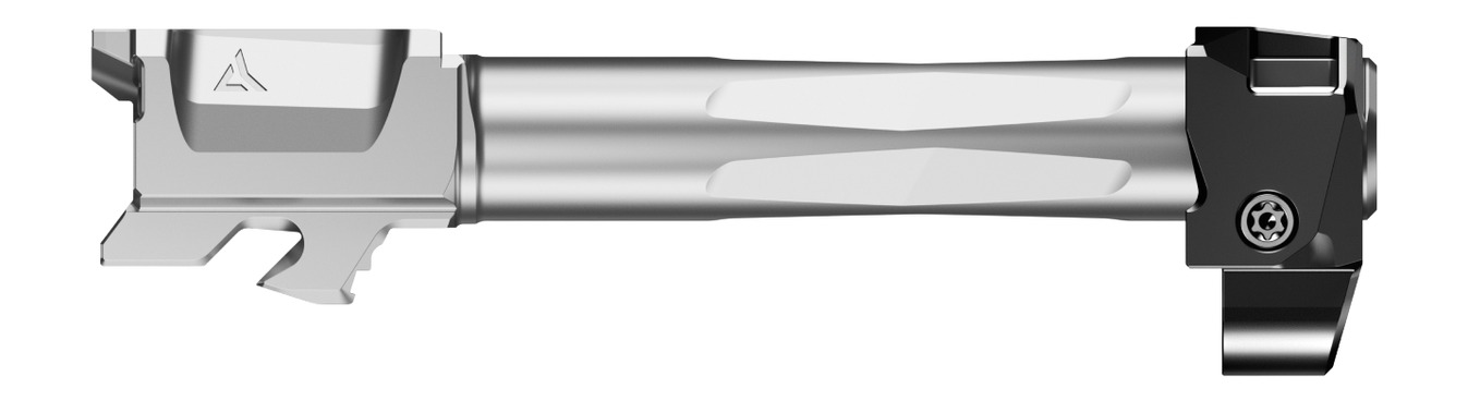 Machined metal pistol barrel with compensator attachment