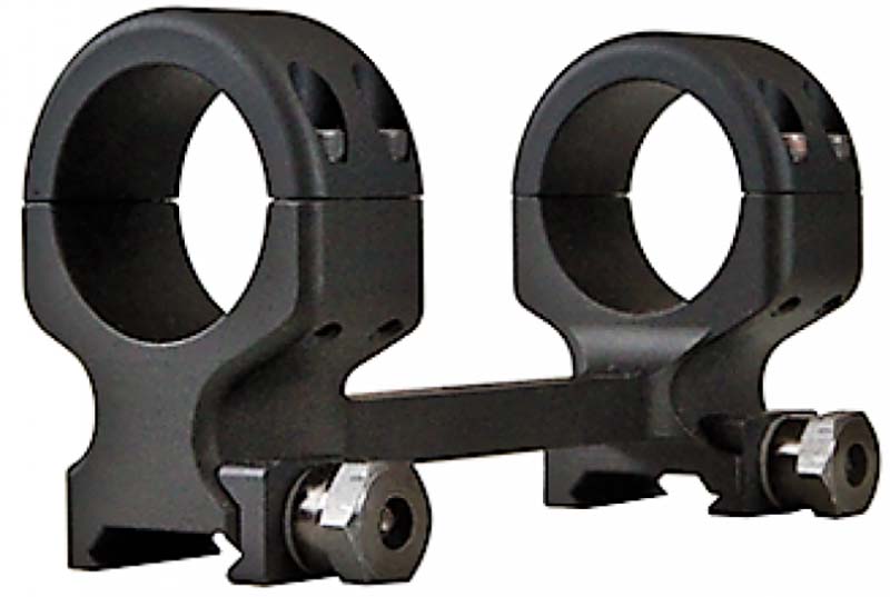Black rifle scope rings with connecting base mount