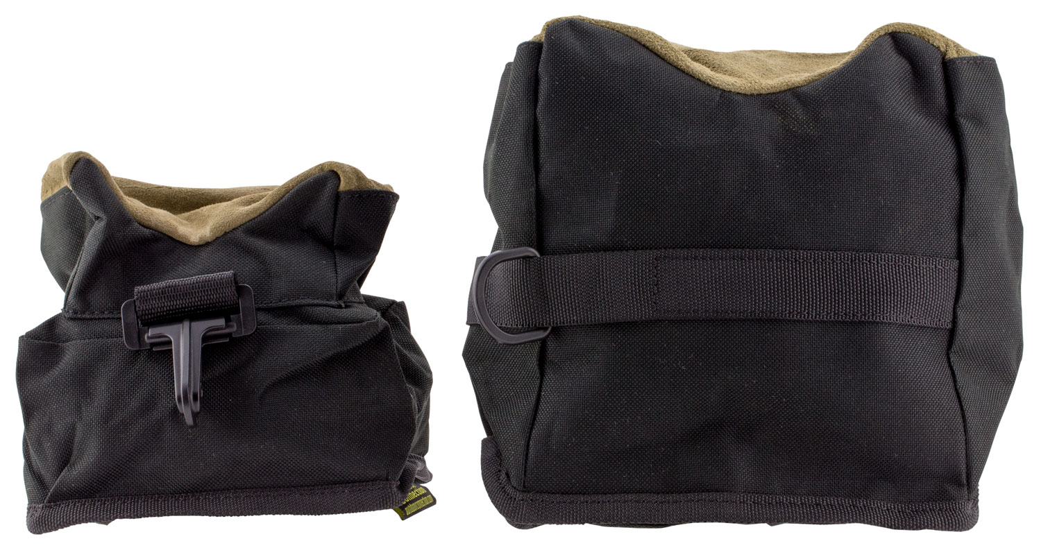 Black shooting rest sandbags with suede tops
