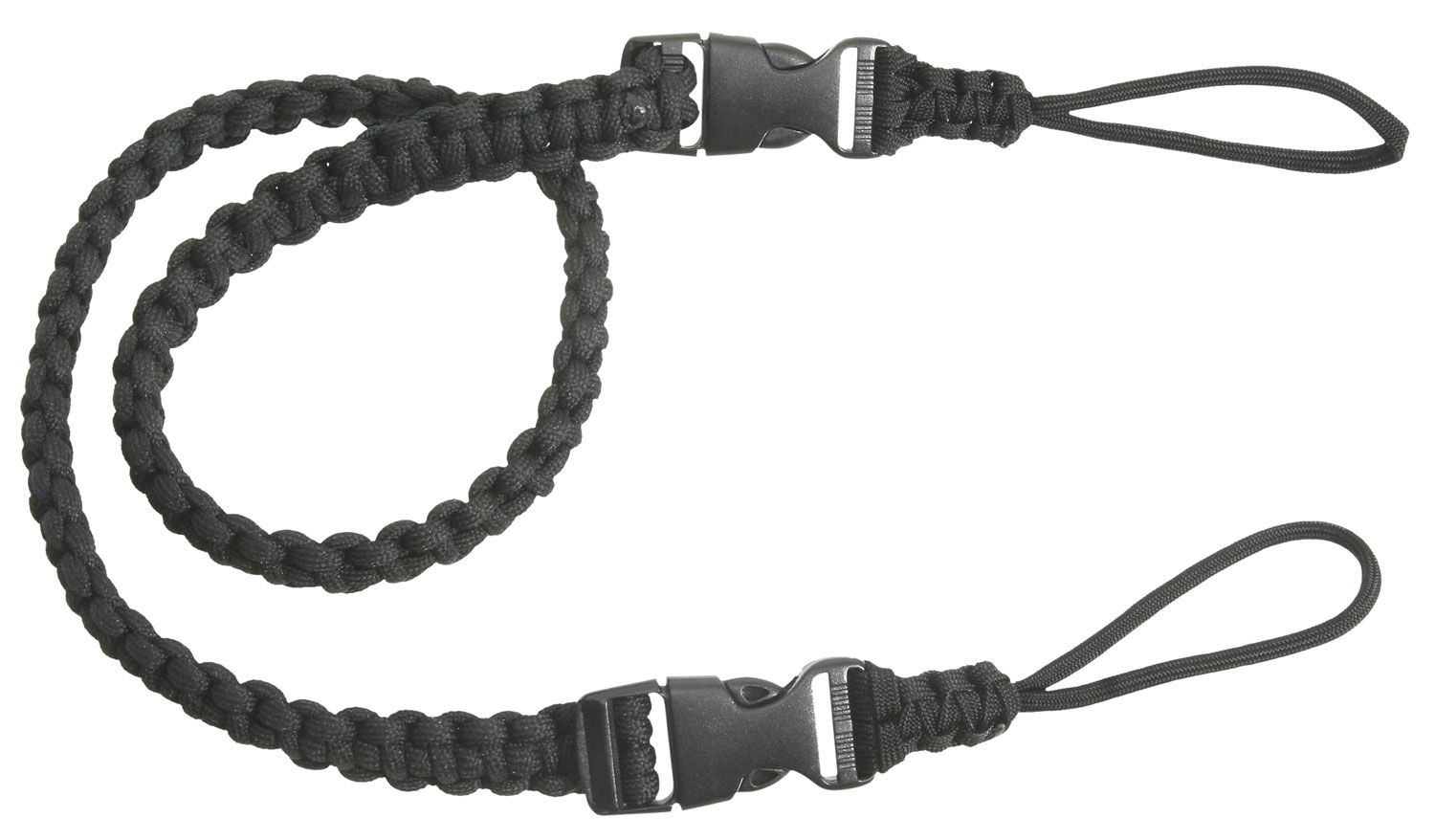 Black braided paracord lanyard with plastic buckles