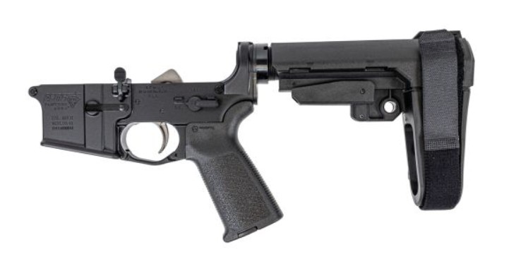AR-15 lower receiver with pistol brace