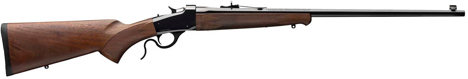 Wooden stock single-shot rifle on white background