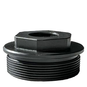 Black metal threaded plug with hex head