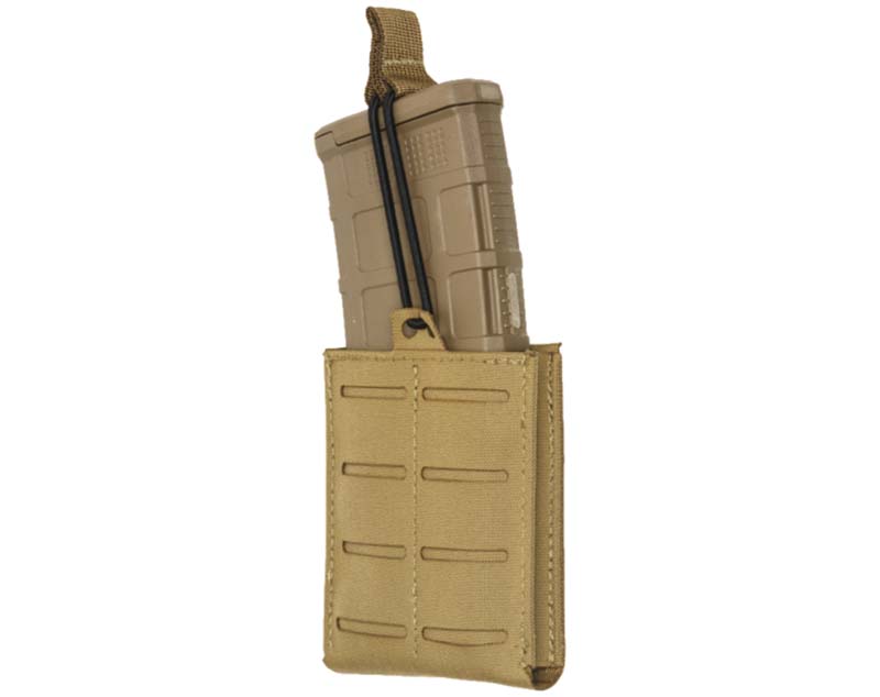 Tan tactical rifle magazine pouch with magazine