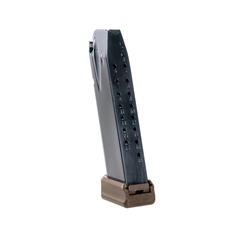 Handgun magazine with visible round count holes