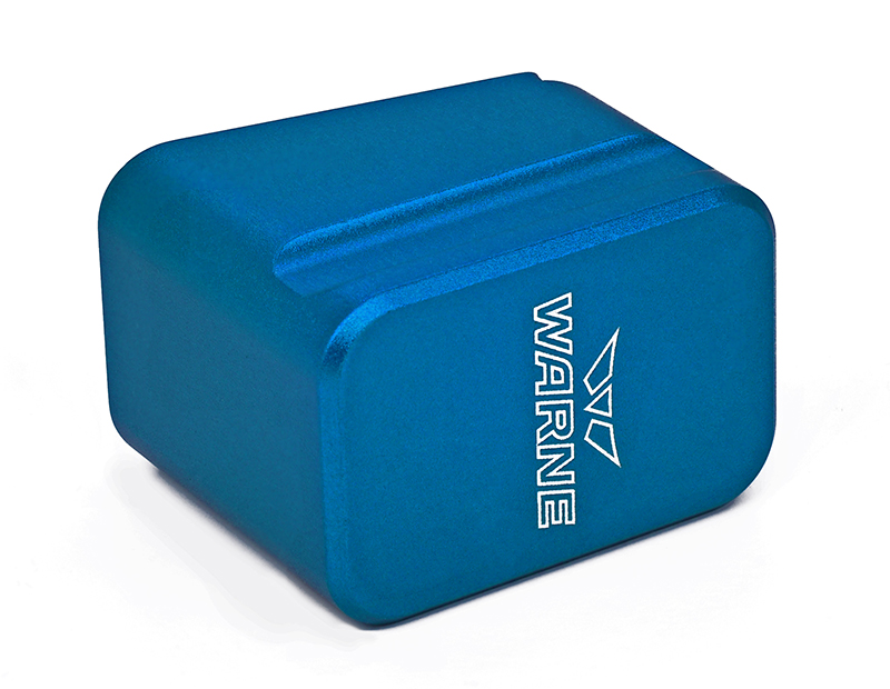 Blue foam yoga block with brand logo