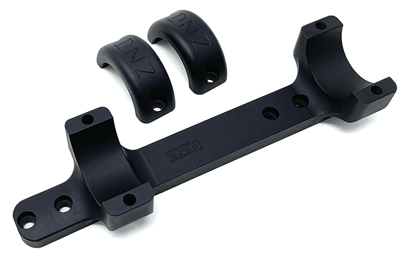 Black metal scope mount and ring caps