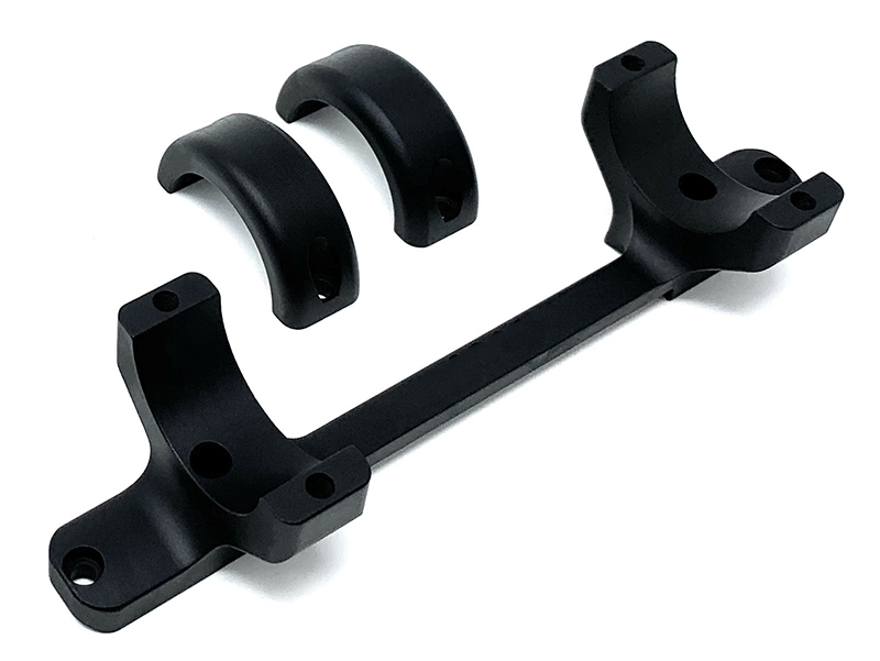 Black metal mounting bracket with curved clamps