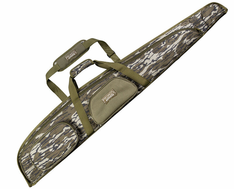 Camouflage rifle case with shoulder strap and pocket