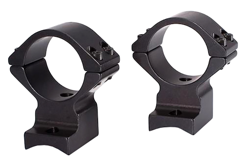 Pair of black metal rifle scope rings