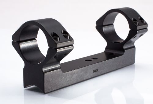 Black metal rifle scope mount with dual rings