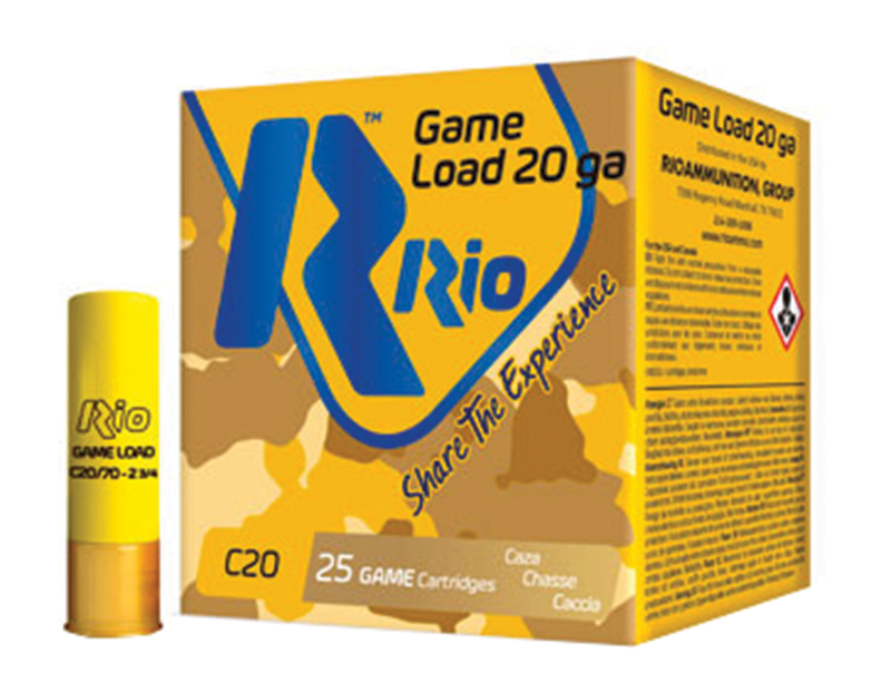 Rio Game Load 20 gauge ammunition box and shell