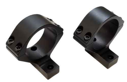 Two black metal scope mounting rings