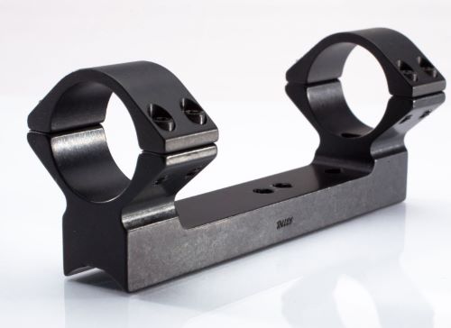 Black metal rifle scope mount with dual rings