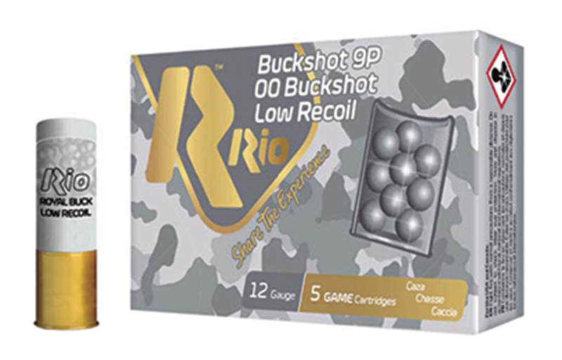 Rio 12-gauge low recoil buckshot box and shell