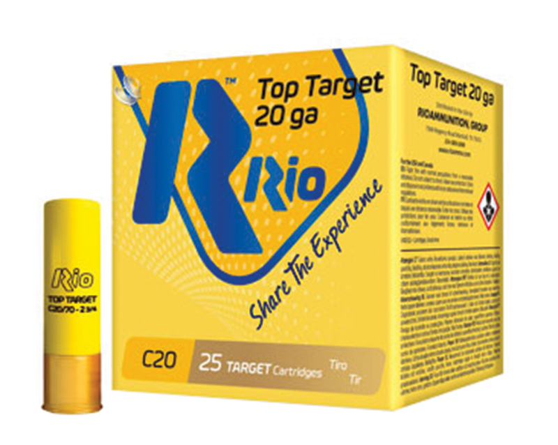 Rio Top Target 20 gauge ammunition box and shell