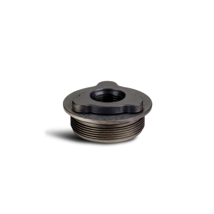 Metal threaded plug with flanged top
