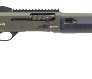Tactical shotgun with adjustable stock on white background