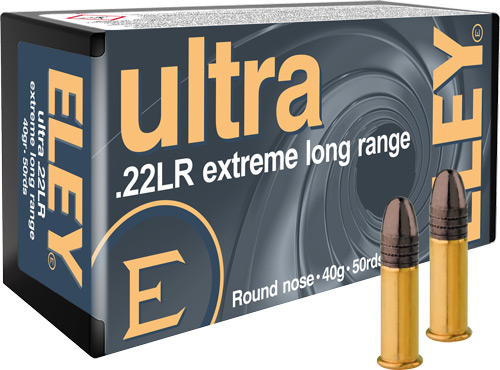 ELEY Ultra .22LR ammunition box and cartridges