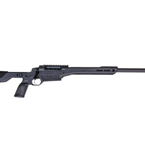 Modern bolt-action precision rifle on white background