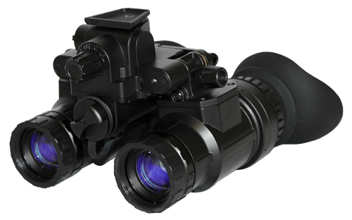 Black night vision goggles with dual lenses