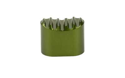 Green cylindrical metal cutting tool with serrated edges