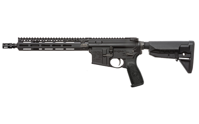 Black AR-style semi-automatic rifle on white background