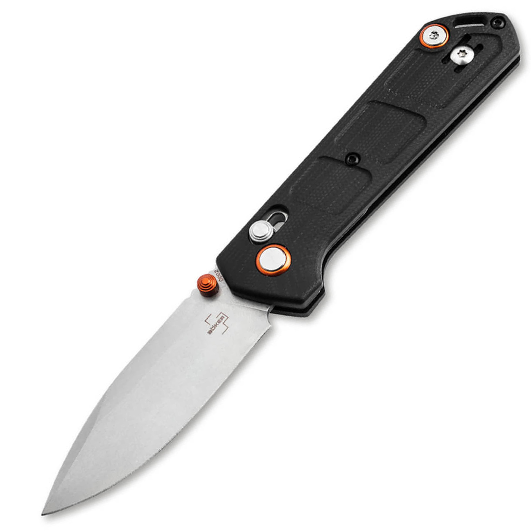 Black folding pocket knife with silver blade