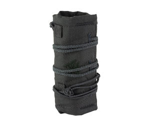 Black tactical utility pouch with wrapped cord