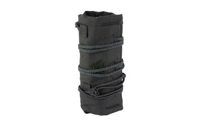 Black tactical utility pouch with wrapped cord
