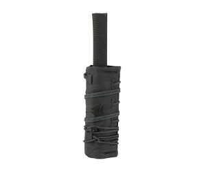 Black tactical radio pouch with bungee cord