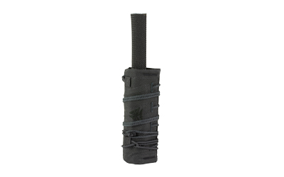 Black tactical radio pouch with bungee cord