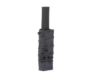 Black tactical radio pouch with antenna attached