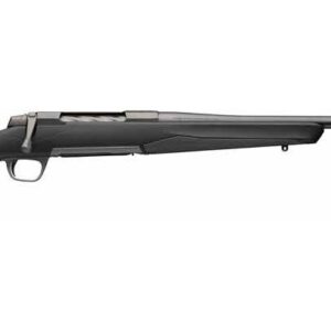 Black bolt-action rifle on white background