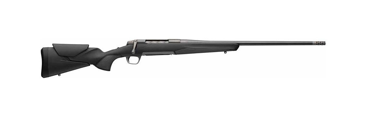 Black bolt-action rifle on white background